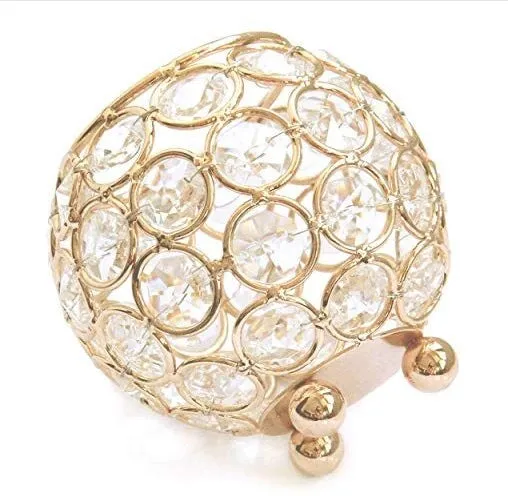 Golden Crystals Tea Light Candle Holder Set Of 2