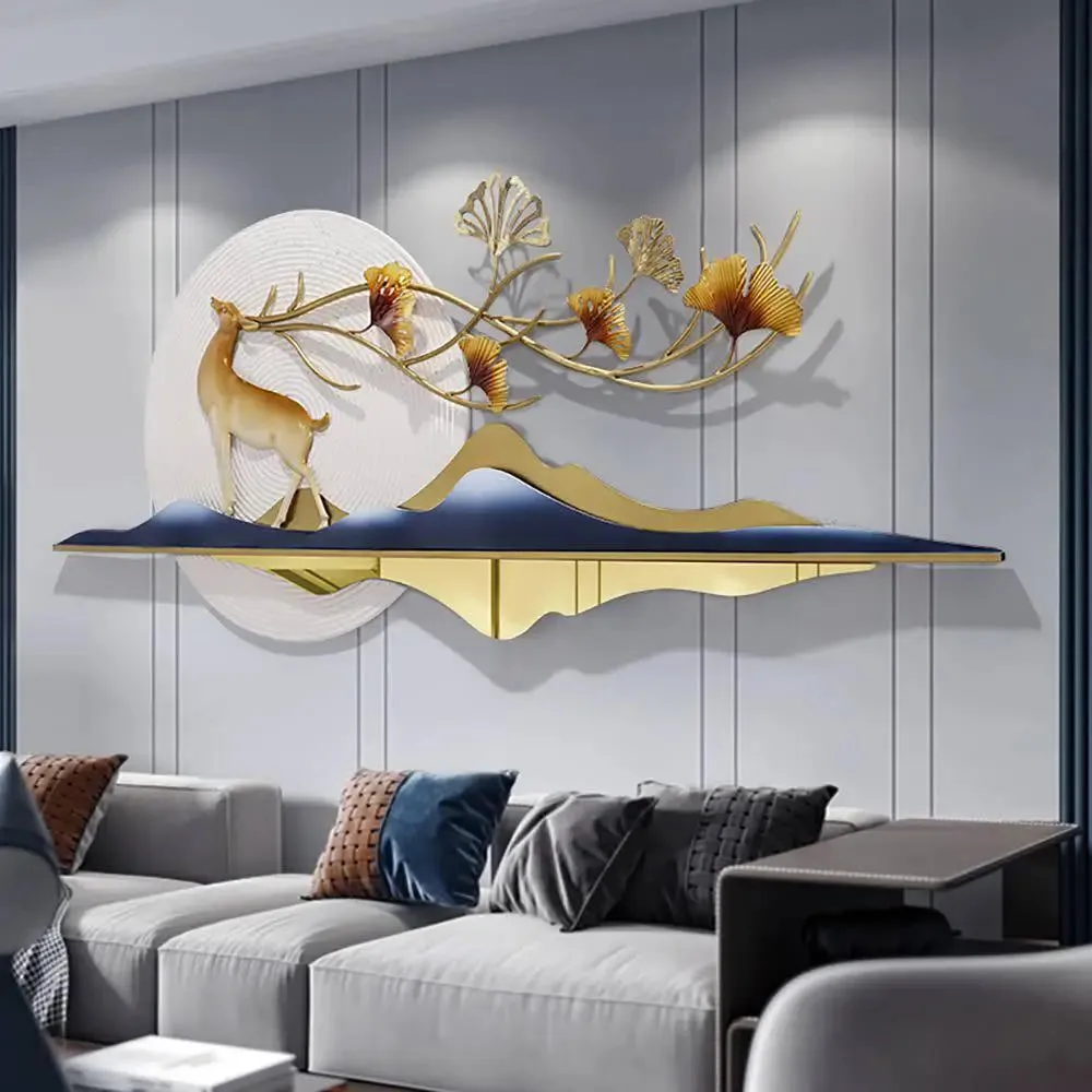 Golden Deer-inspired Designer Metal Wall Artpiece