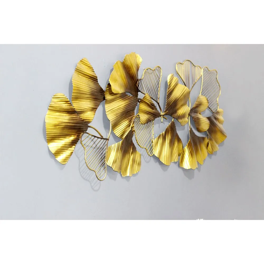 Golden Dry Leaves Designer Metal Wall Art