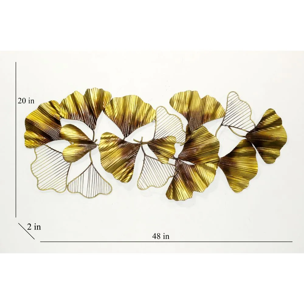 Golden Dry Leaves Designer Metal Wall Art