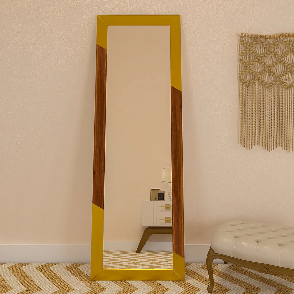 Golden Edge Minimalist Floor Mirror