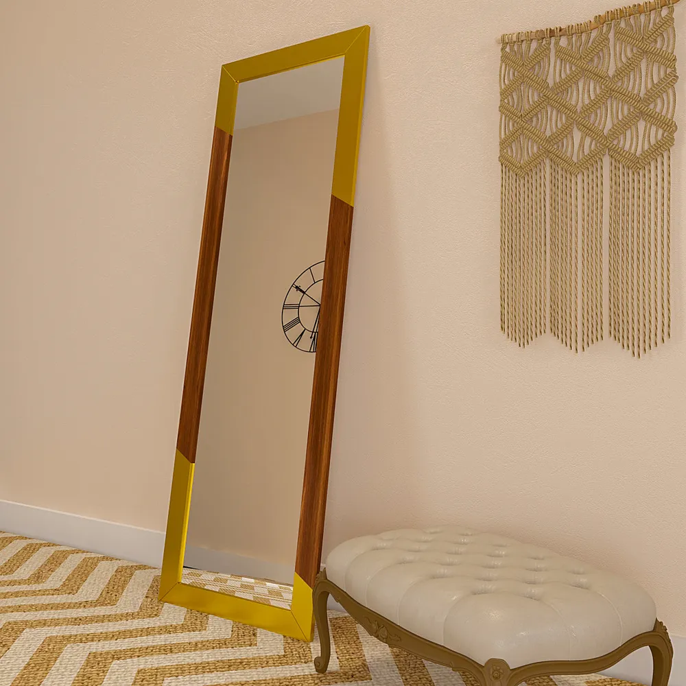 Golden Edge Minimalist Floor Mirror