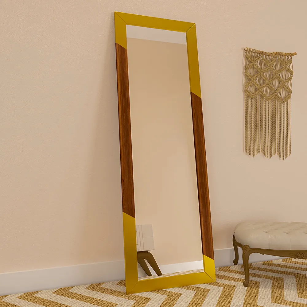 Golden Edge Minimalist Floor Mirror