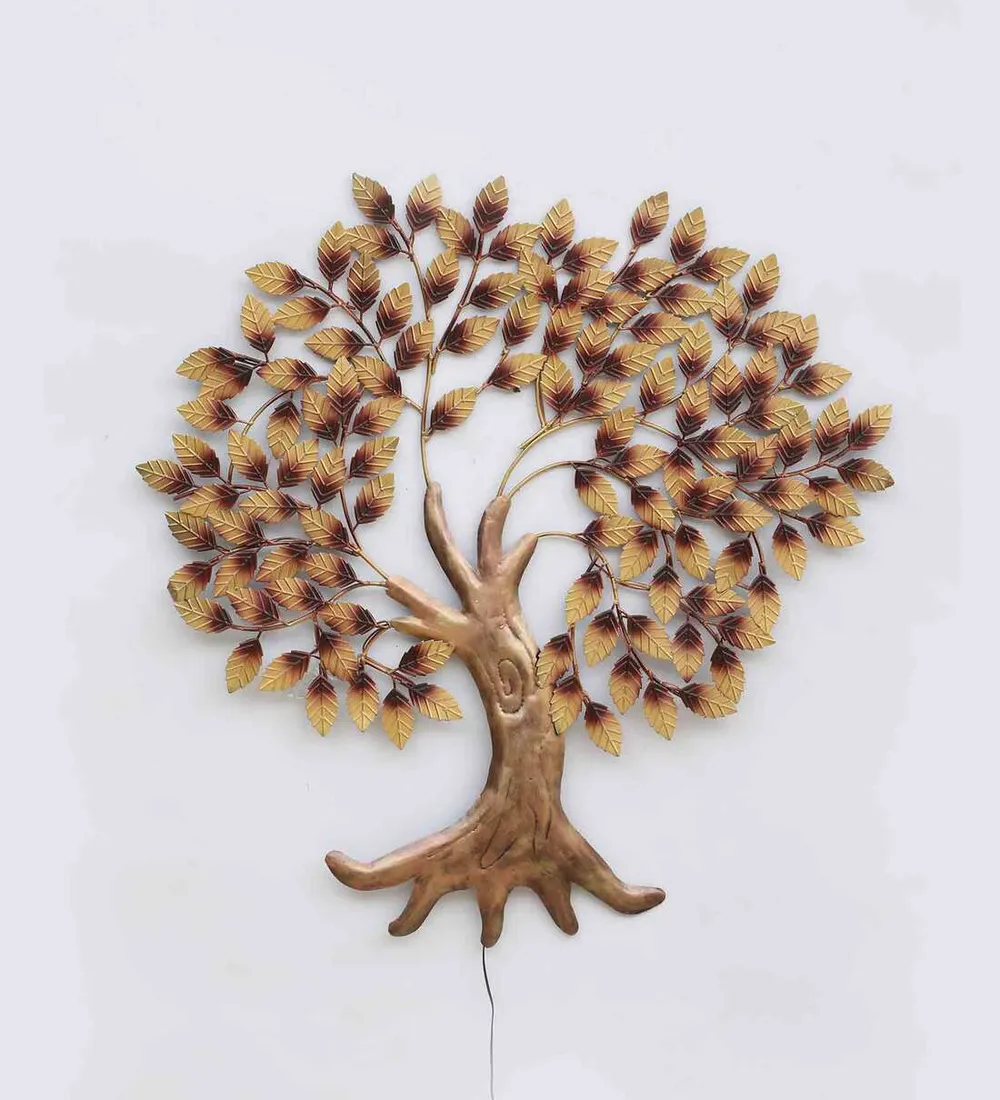 Golden Enchanting Tree Backlit Metal Wall Art