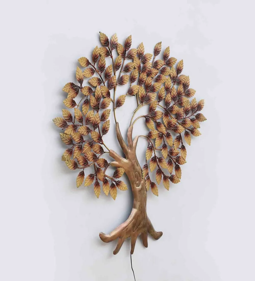 Golden Enchanting Tree Backlit Metal Wall Art