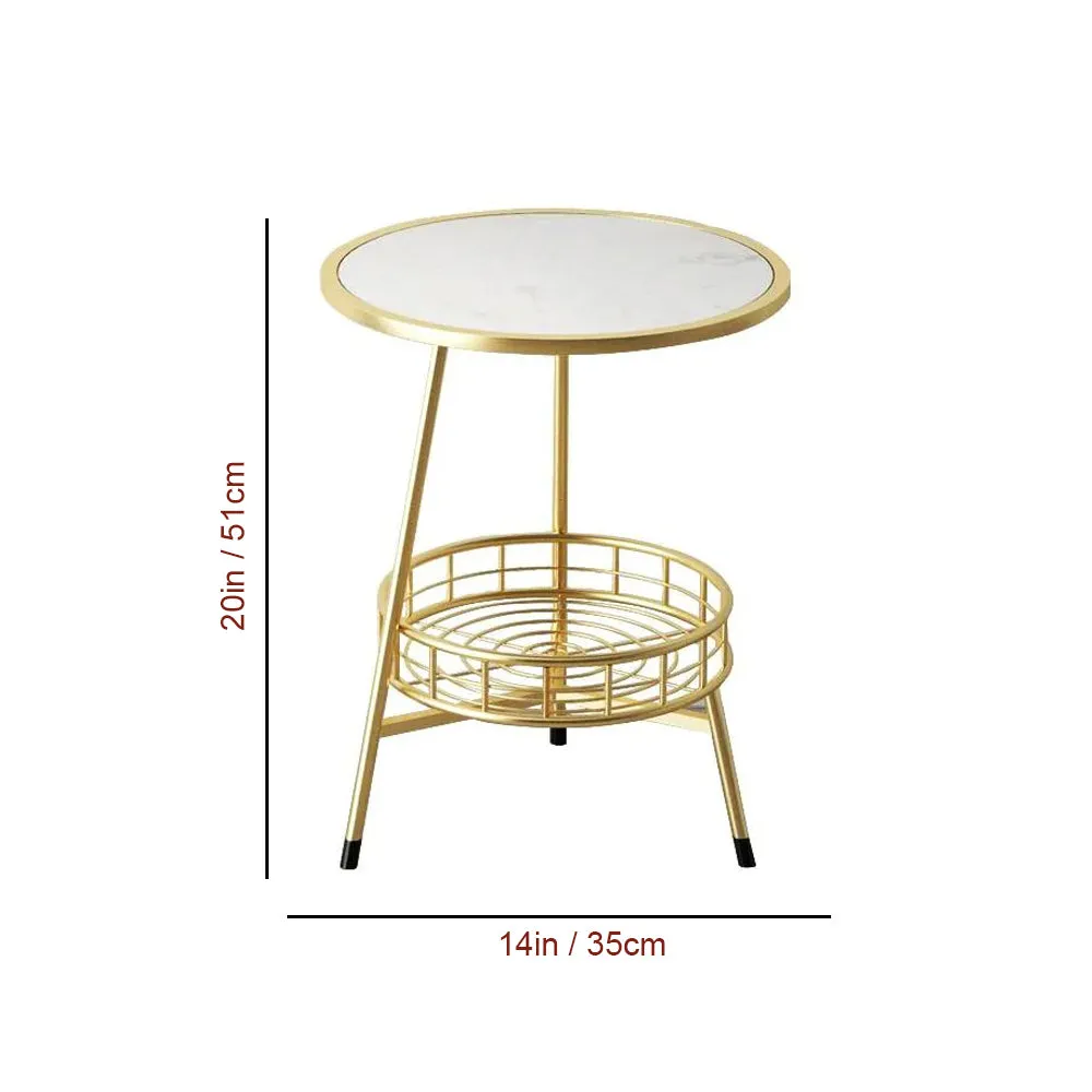 Golden Encircled Marble Coffee Table