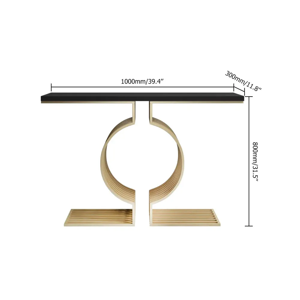 Golden Exquisite Circular Design Metal Console Table