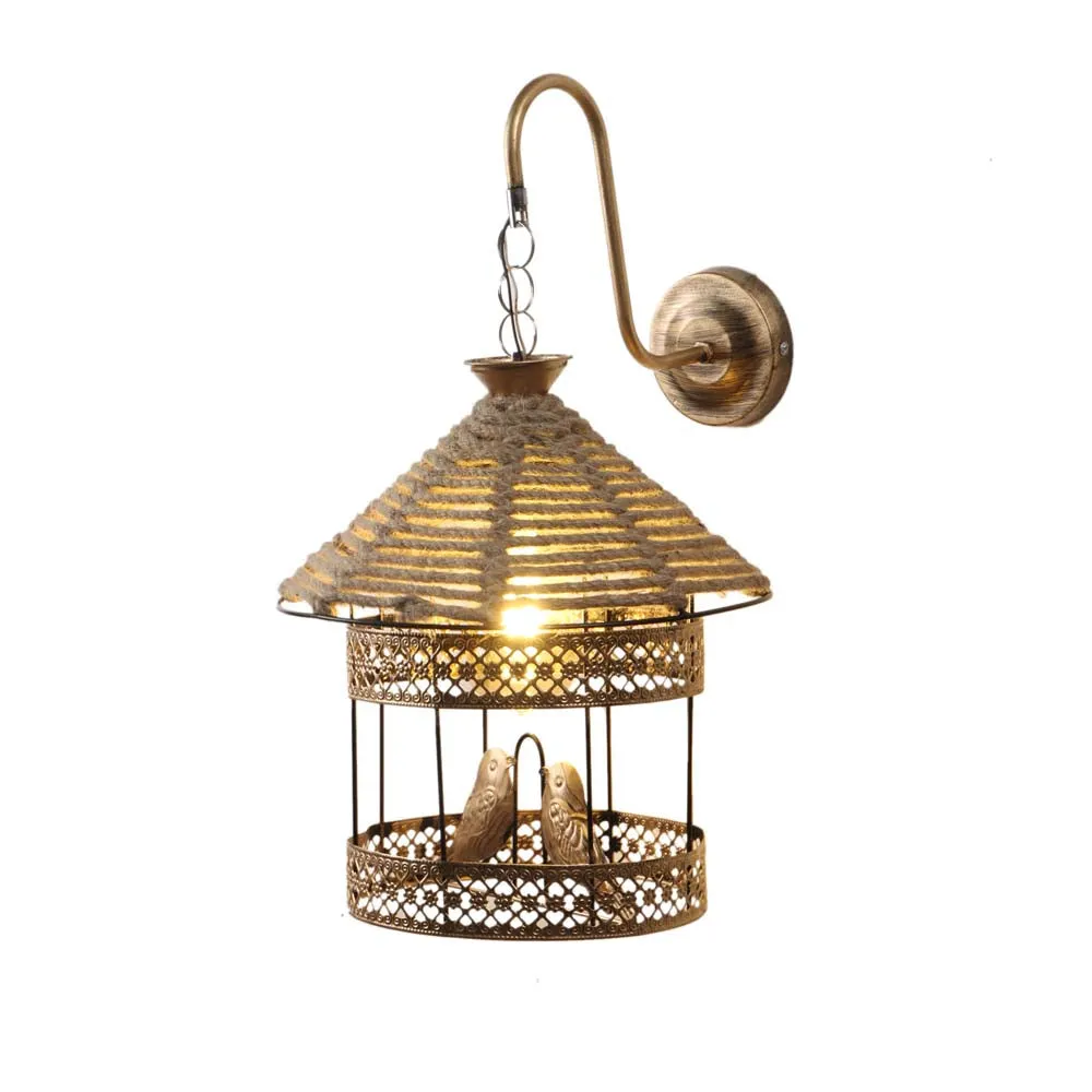 Golden finish Bird cage wall light Single piece