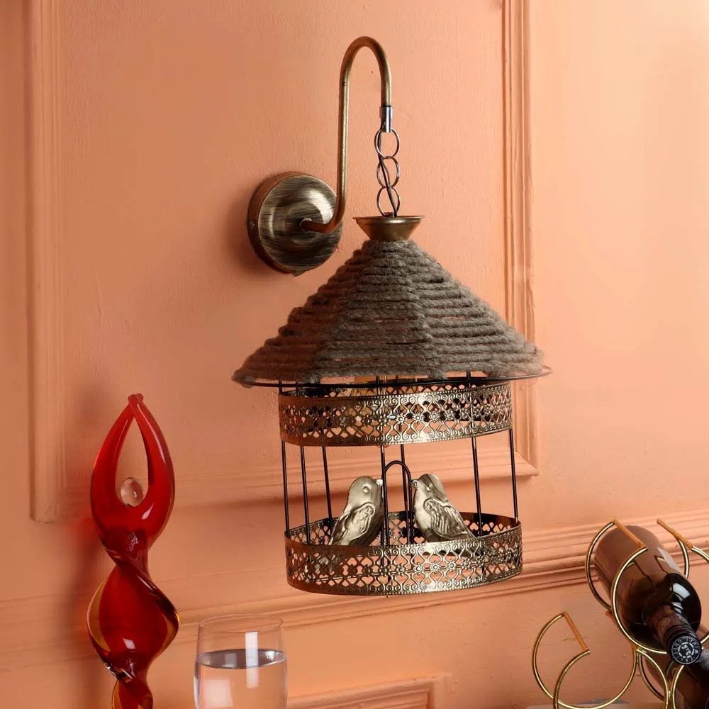 Golden finish Bird cage wall light Single piece
