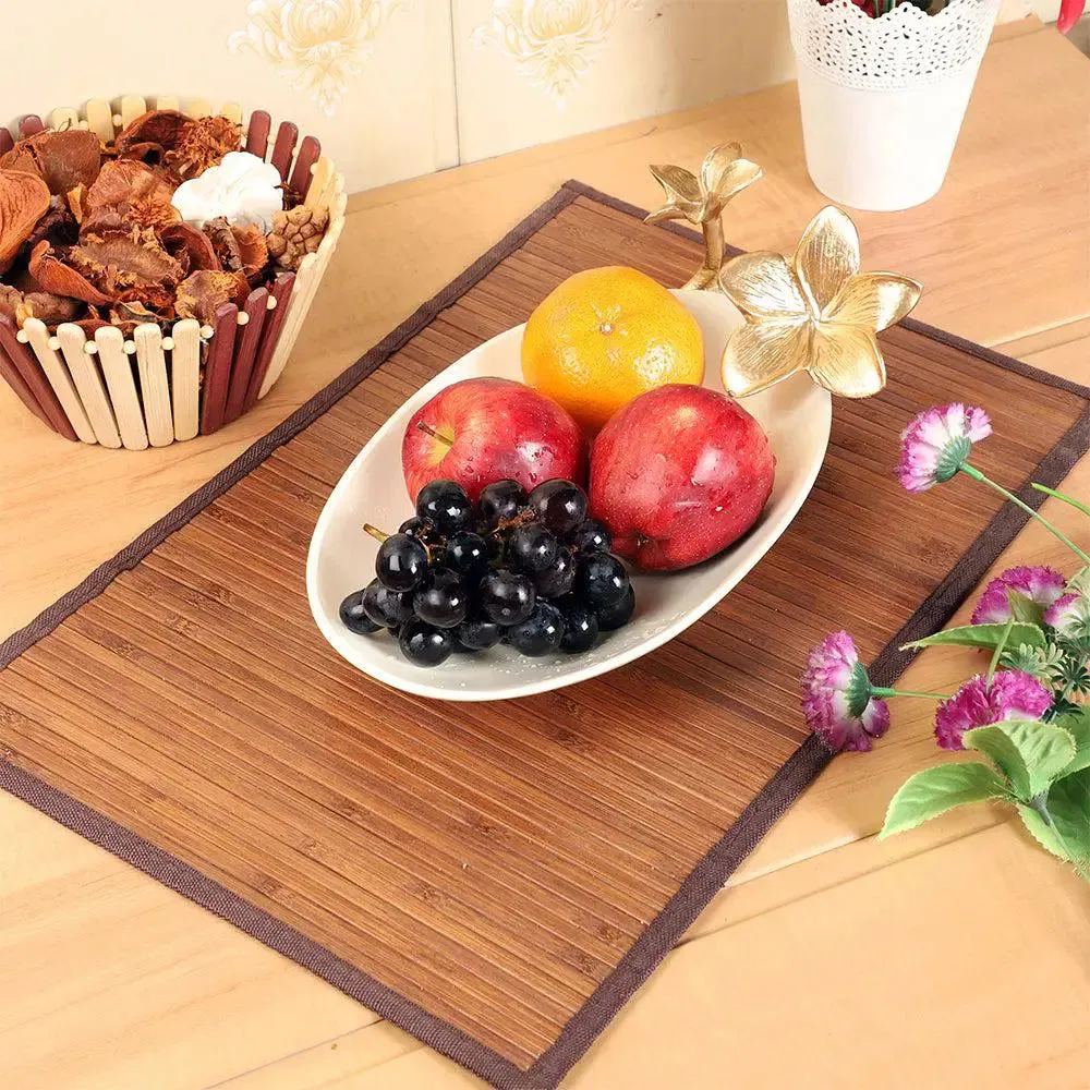 Golden Floral Edged Decorative Serving Tray Set Of 2