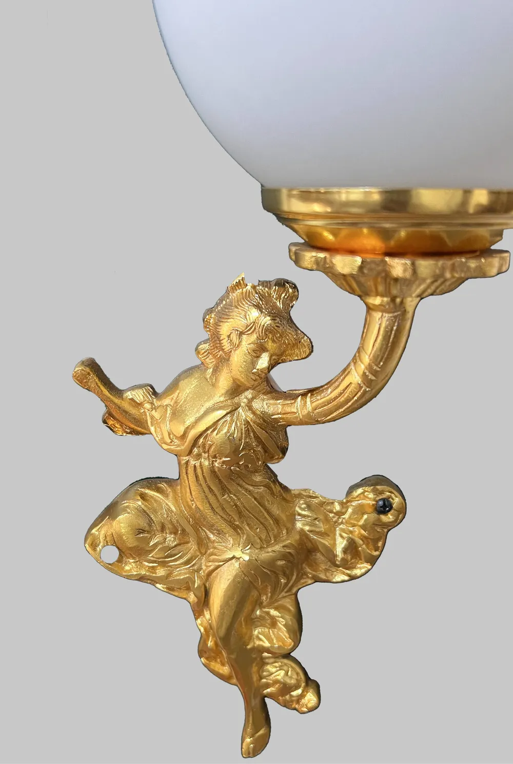Golden Flying Fairy Holding Globe Wall Light Single Piece