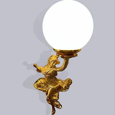 Golden Flying Fairy Holding Globe Wall Light