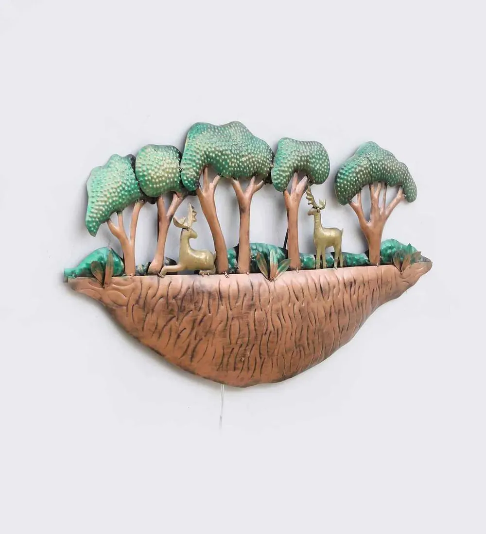 Golden Free Bird On Tree Metal Wall Art