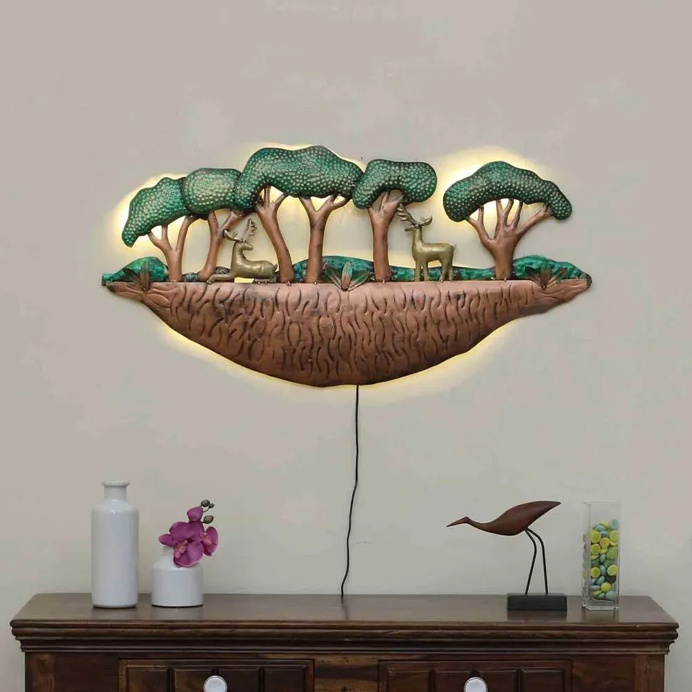 Golden Free Bird On Tree Metal Wall Art