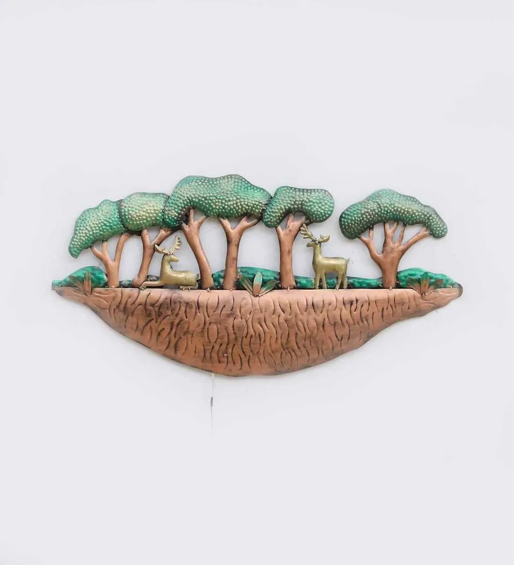 Golden Free Bird On Tree Metal Wall Art