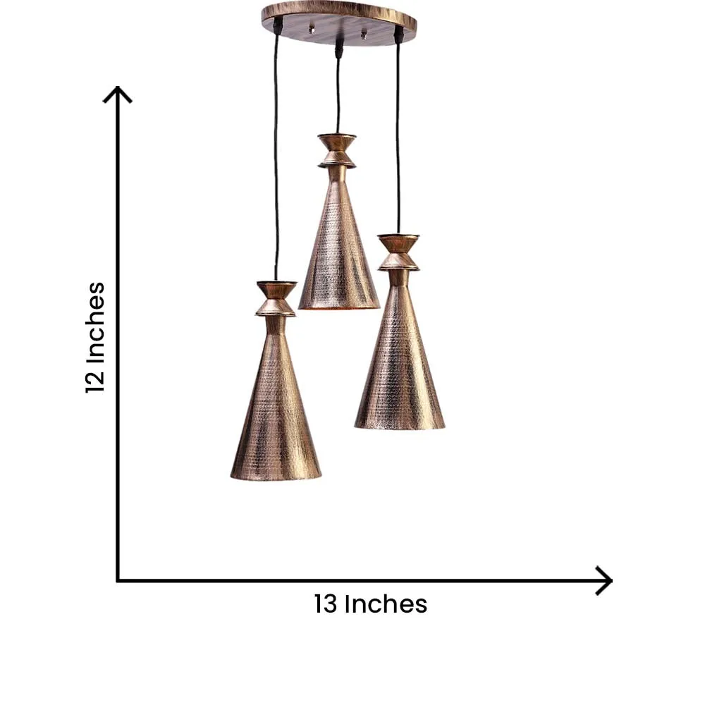 Golden Funnels Cluster Hanging Lights