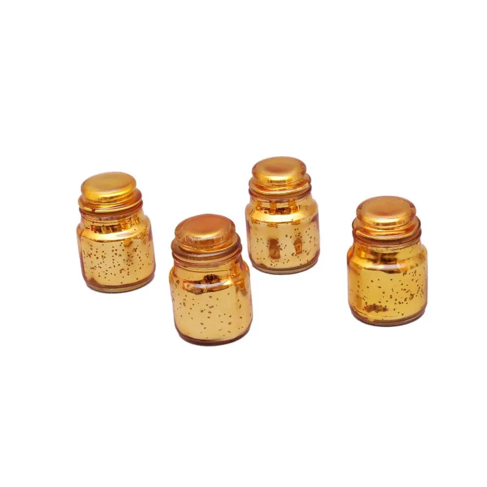 Golden Glass Jars With Lid Set Of 4