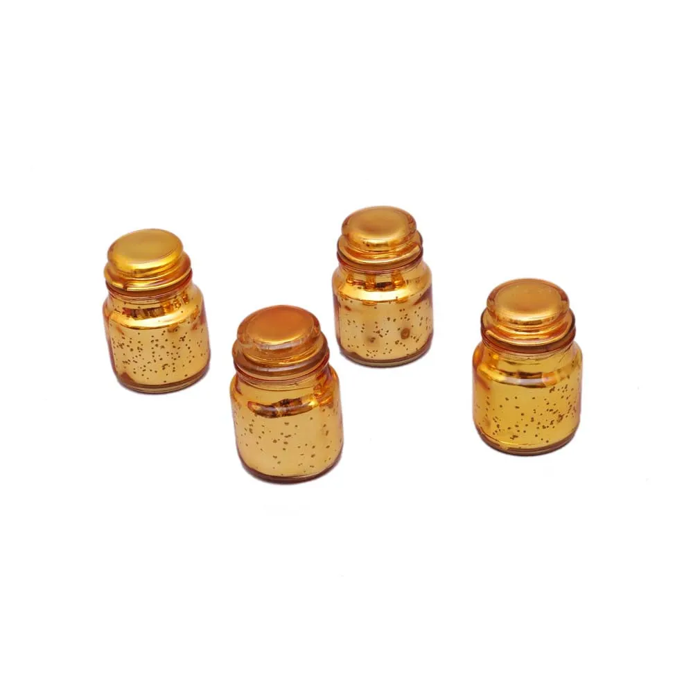 Golden Glass Jars With Lid Set Of 4