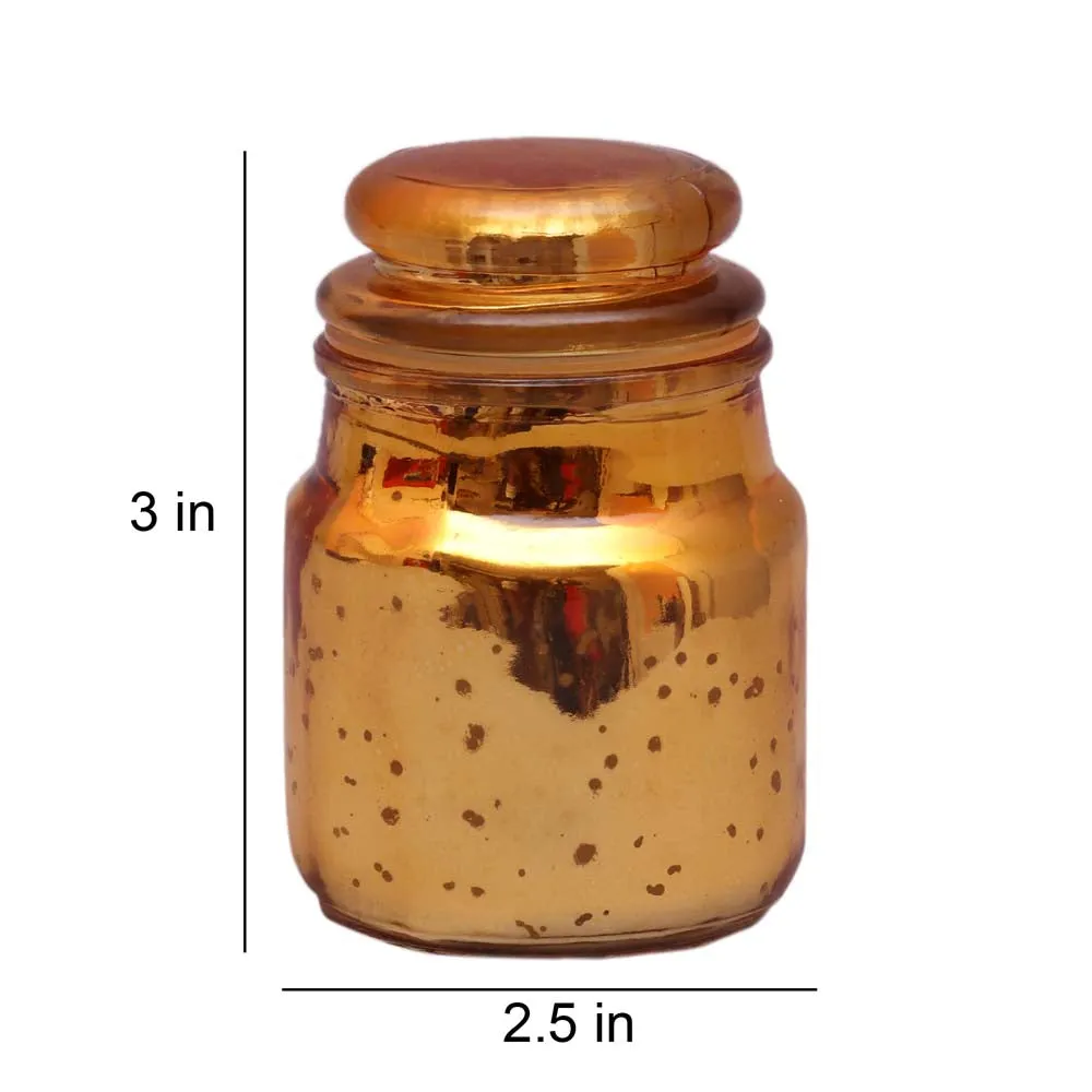 Golden Glass Jars With Lid Set Of 4