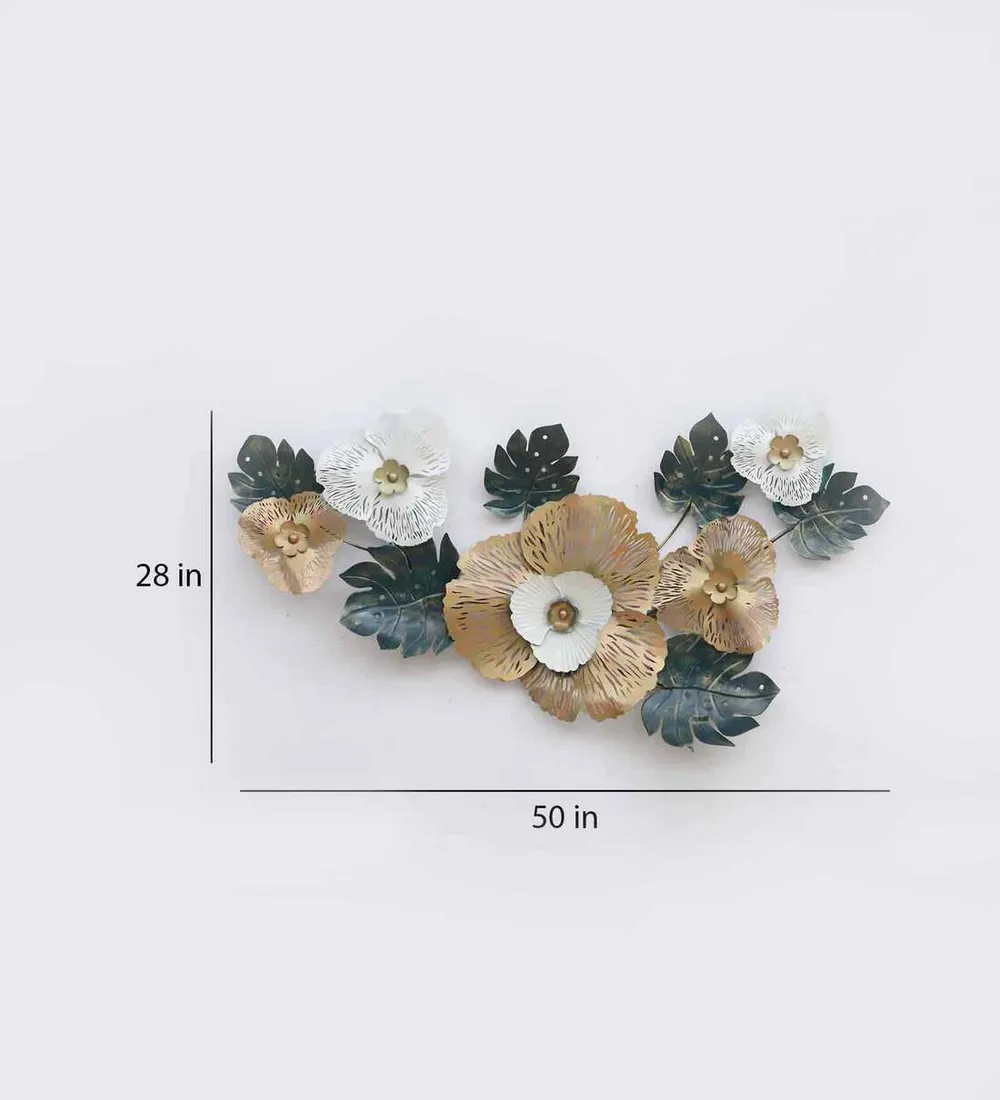 Golden & Green Floral Assortment Metal Wall Art