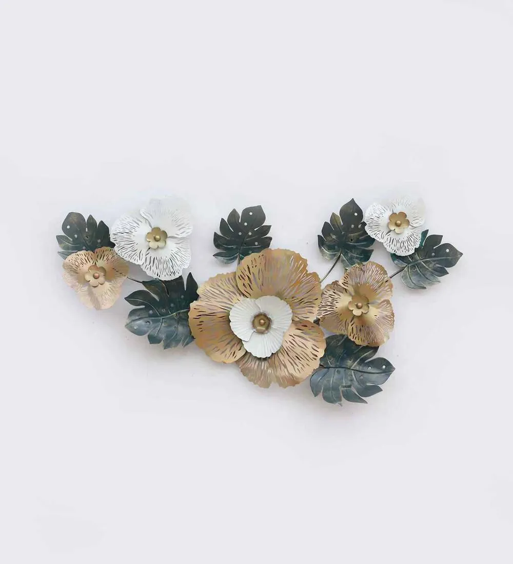 Golden & Green Floral Assortment Metal Wall Art