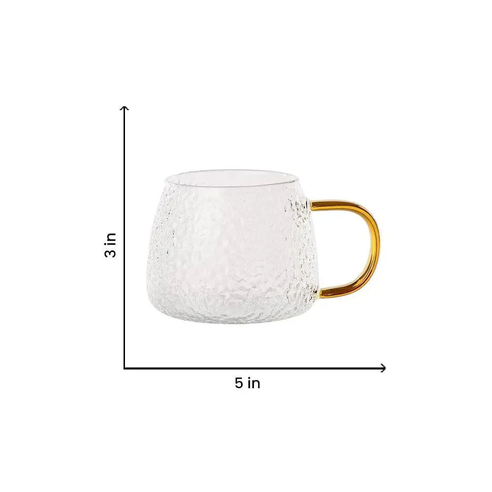 Golden Grip Textured Transparent Tea Cups Set Of 2