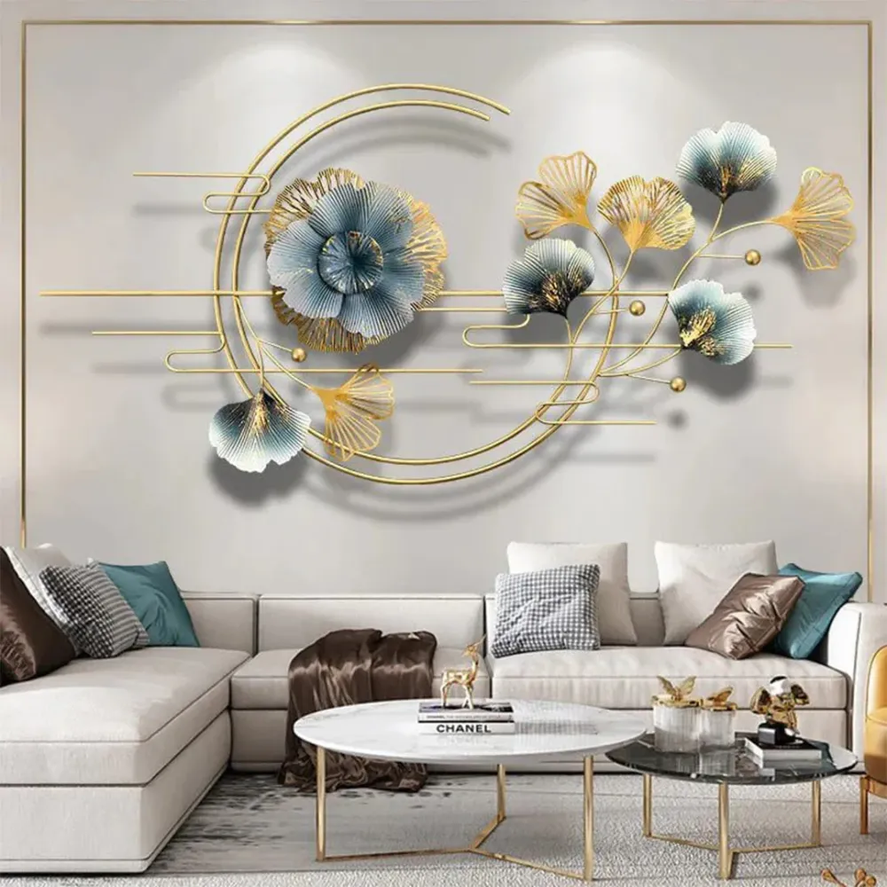 WallMantra Golden Harmony Foliage Decor Metal Art