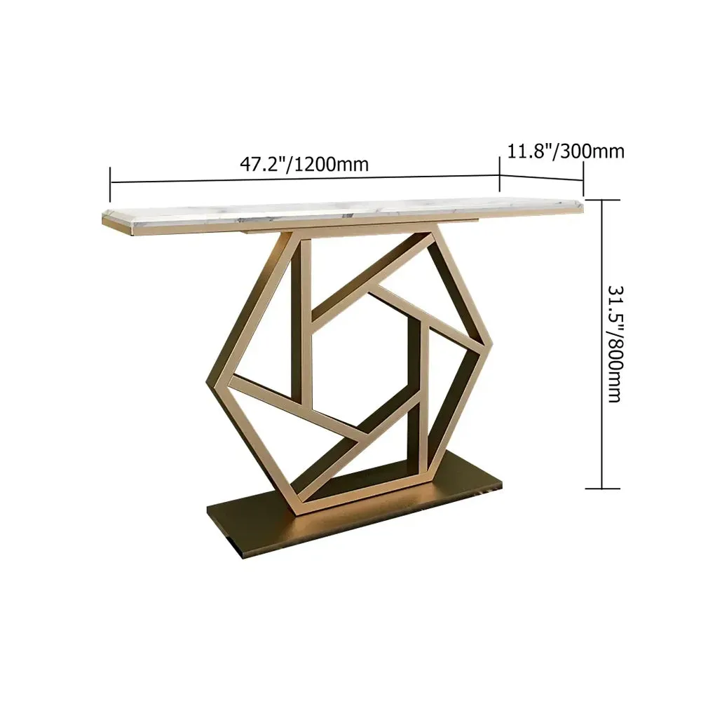 Golden Hexagon Contemporary Metal Console Table
