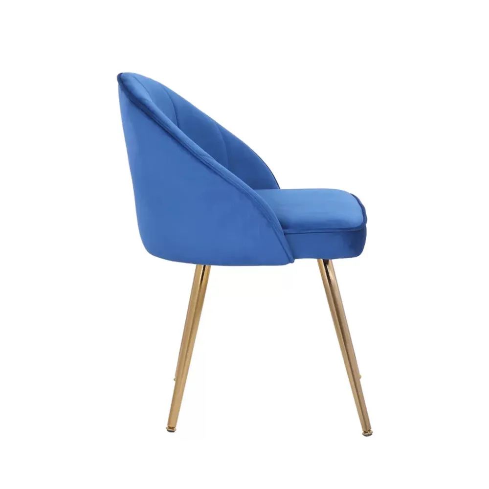 Golden Legged Luxury Blue Velvet Accent Chair Single Piece