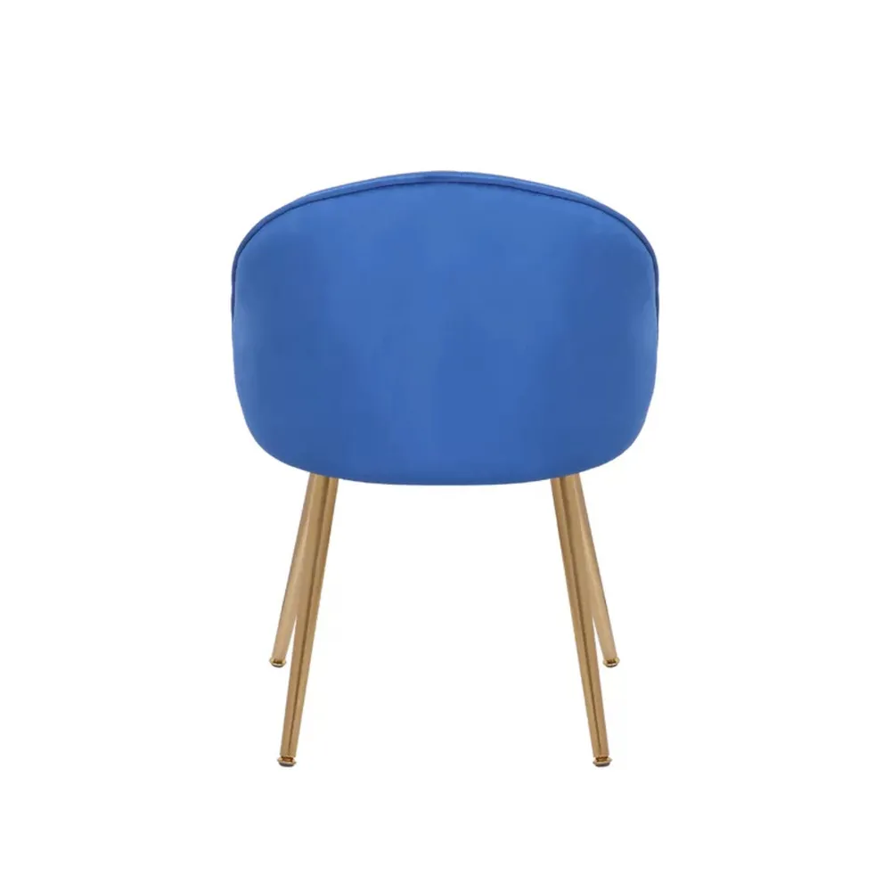 Golden Legged Luxury Blue Velvet Accent Chair Single Piece