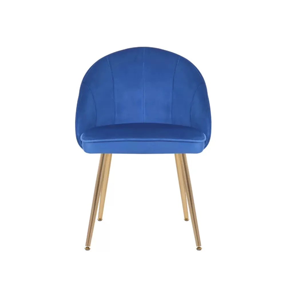 Golden Legged Luxury Blue Velvet Accent Chair Single Piece