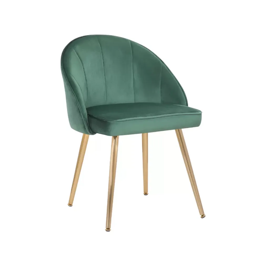 Golden Legged Luxury Green Velvet Accent Chair Single Chair