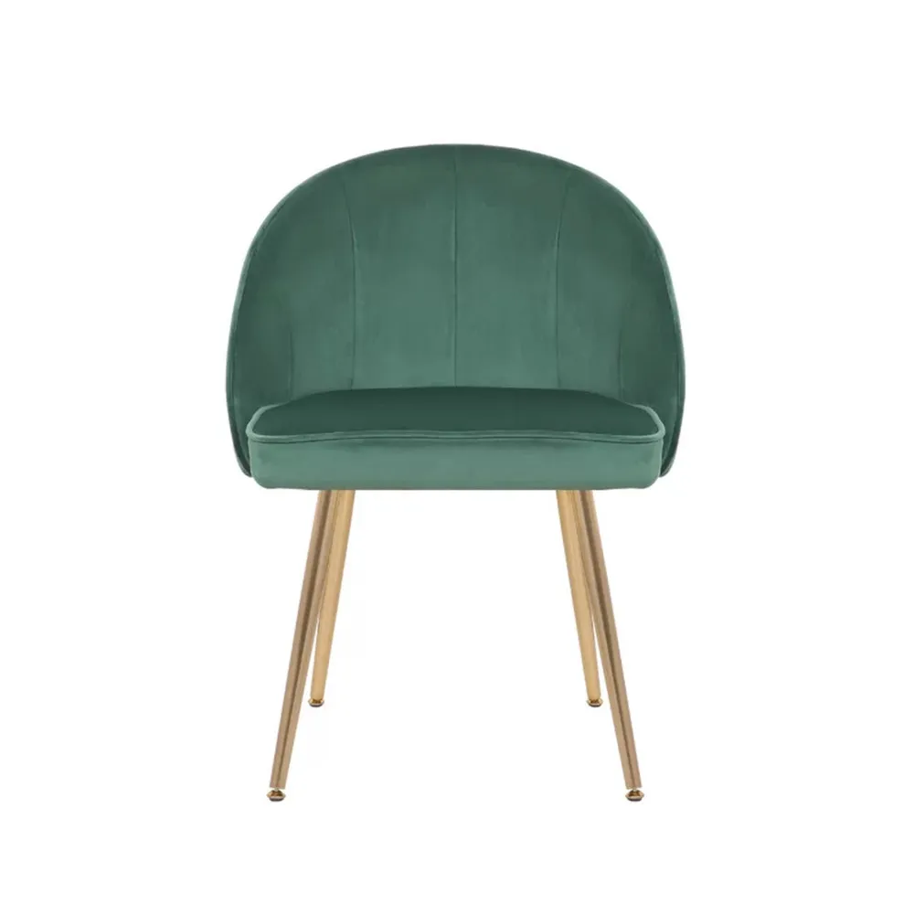 Golden Legged Luxury Green Velvet Accent Chair Single Chair