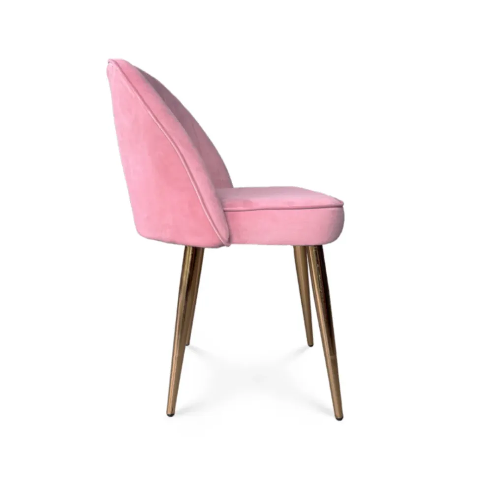 Golden Legged Luxury Pink Velvet Accent Chair Single Piece