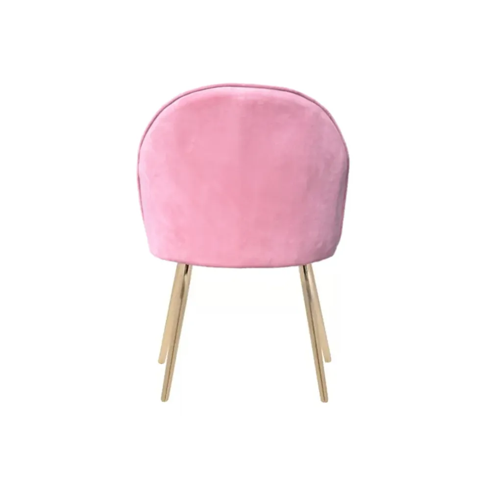 Golden Legged Luxury Pink Velvet Accent Chair Single Piece