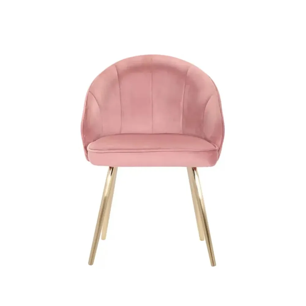 Golden Legged Luxury Pink Velvet Accent Chair Single Piece