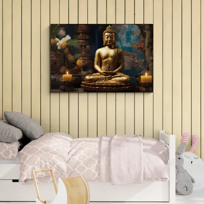 Golden Meditation Buddha Canvas Wall Painting