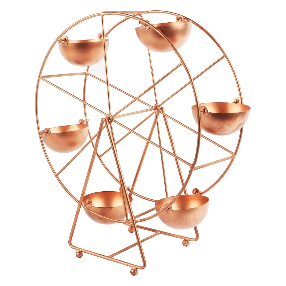 Golden Merry Go Round Motif Revolving Metal Tea Light Candle Holder