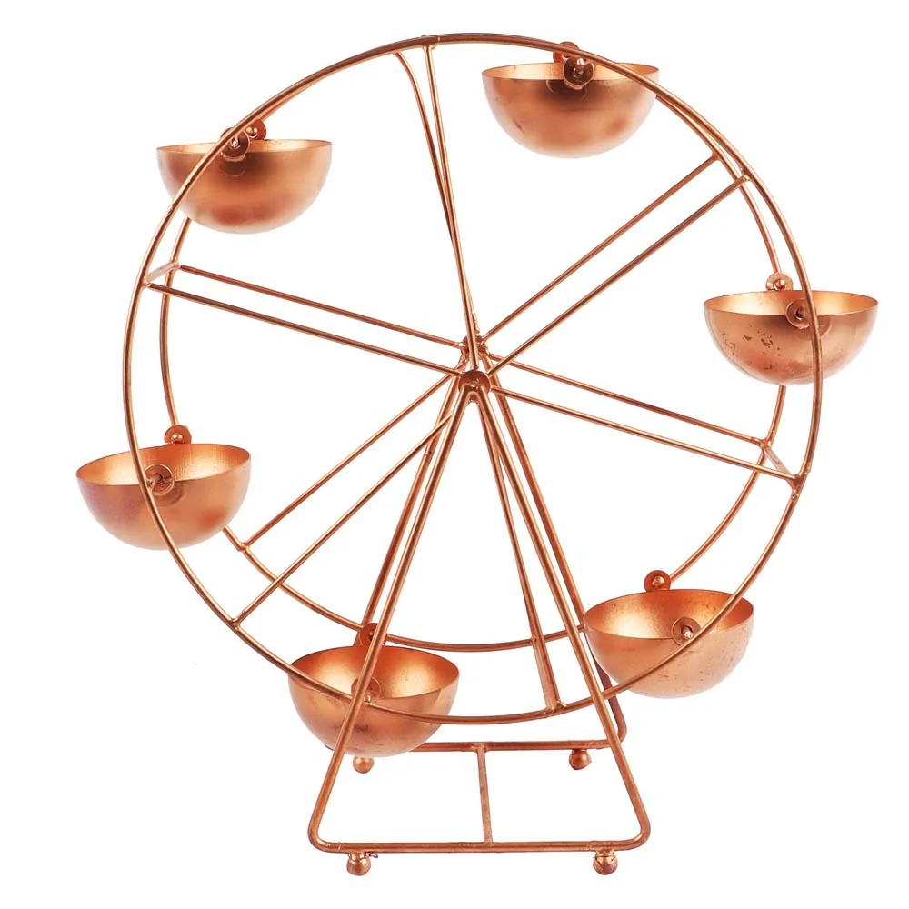 Golden Merry Go Round Motif Revolving Metal Tea Light Candle Holder