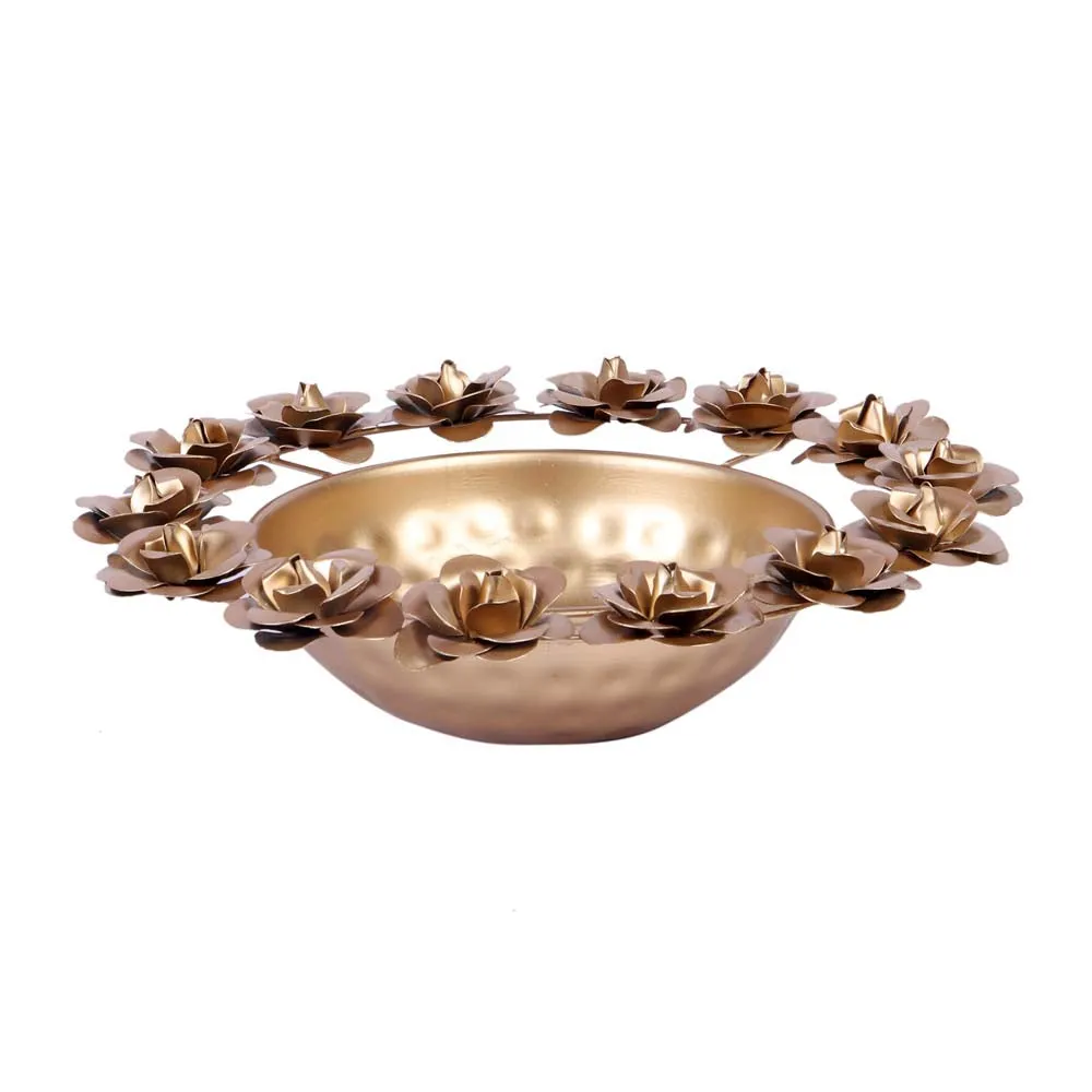Golden Metal Rose Urli Bowl Set of 3