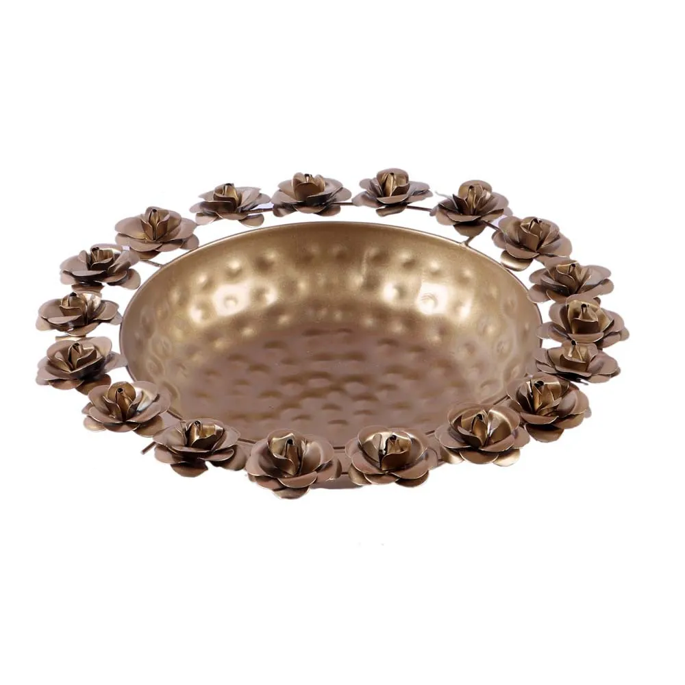 Golden Metal Rose Urli Bowl Set of 3
