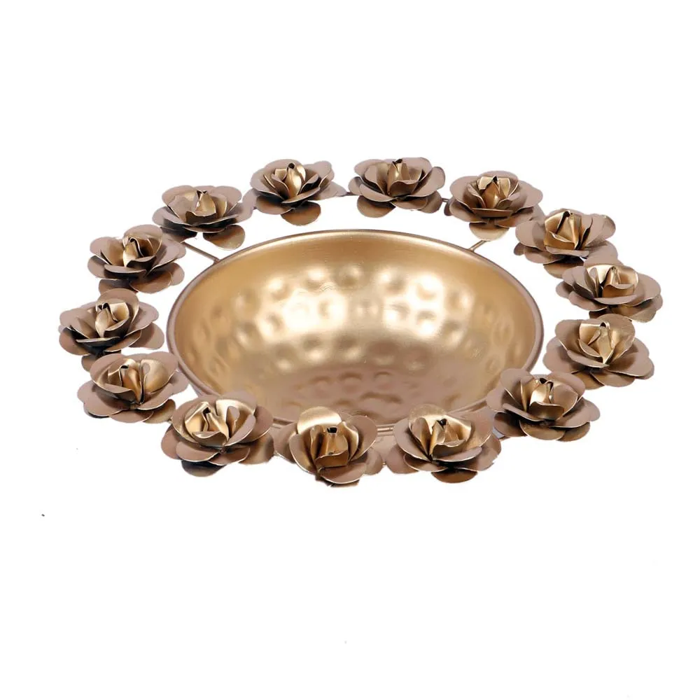 Golden Metal Rose Urli Bowl Set of 3