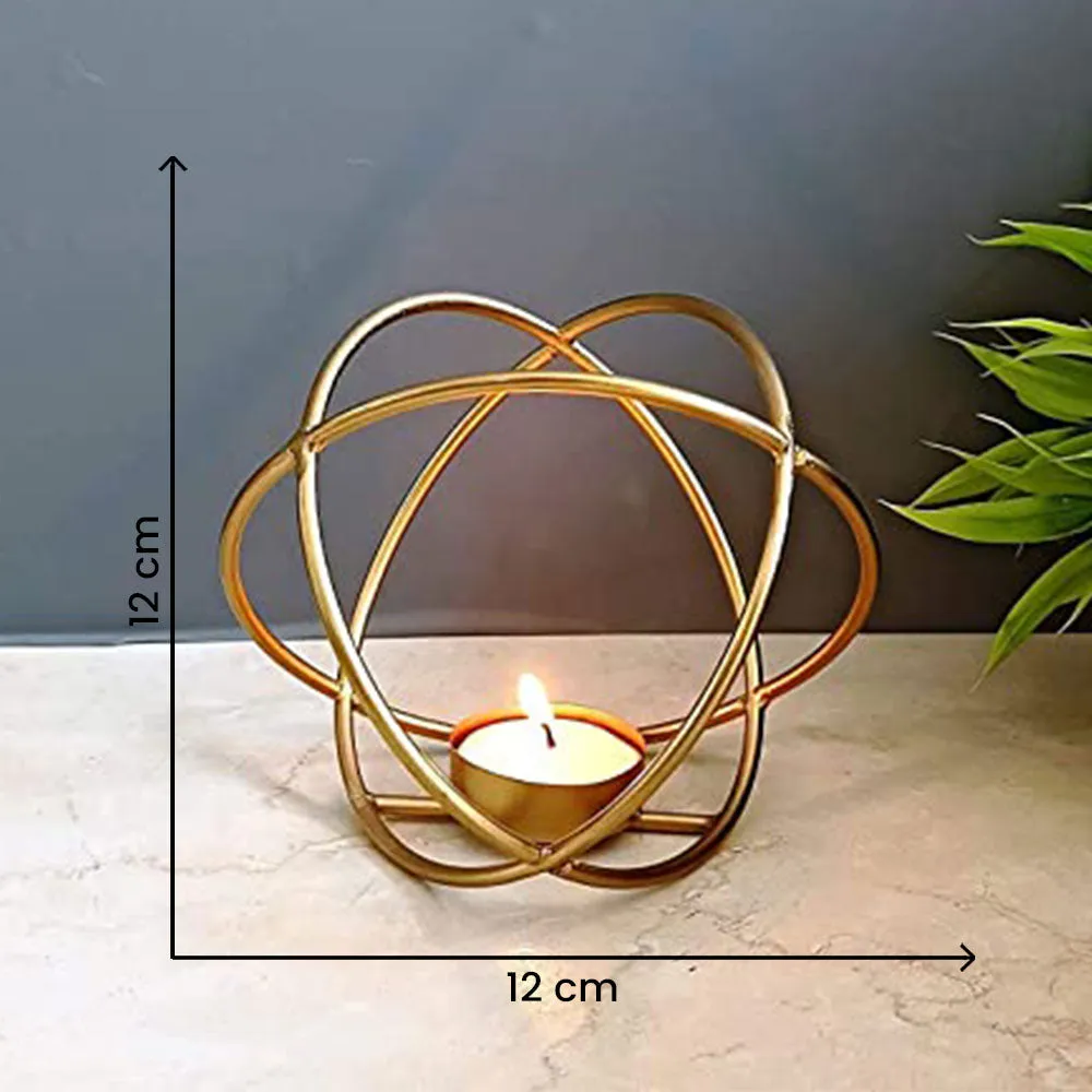 Golden Orb Geometric Tea Light Candle Holder Single Piece