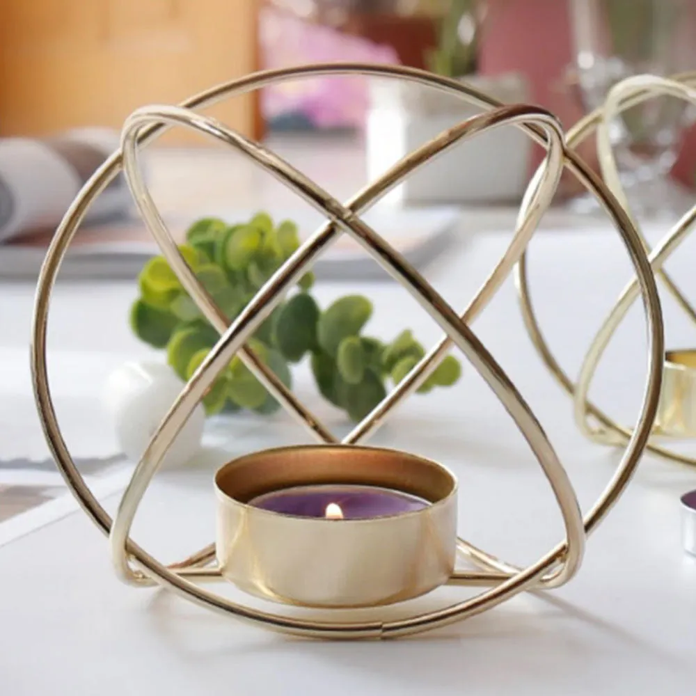 Golden Orb Geometric Tea Light Candle Holder Single Piece