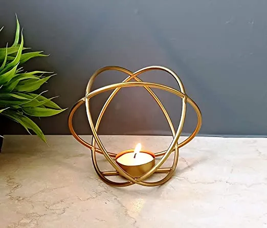 Golden Orb Geometric Tea Light Candle Holder Single Piece