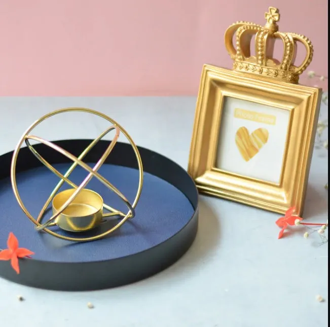 Golden Orb Geometric Tea Light Candle Holder Single Piece