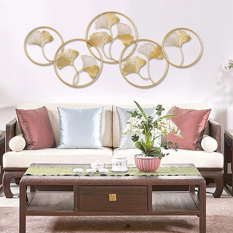 Golden Petals In Circular Frames Metal Wall Art