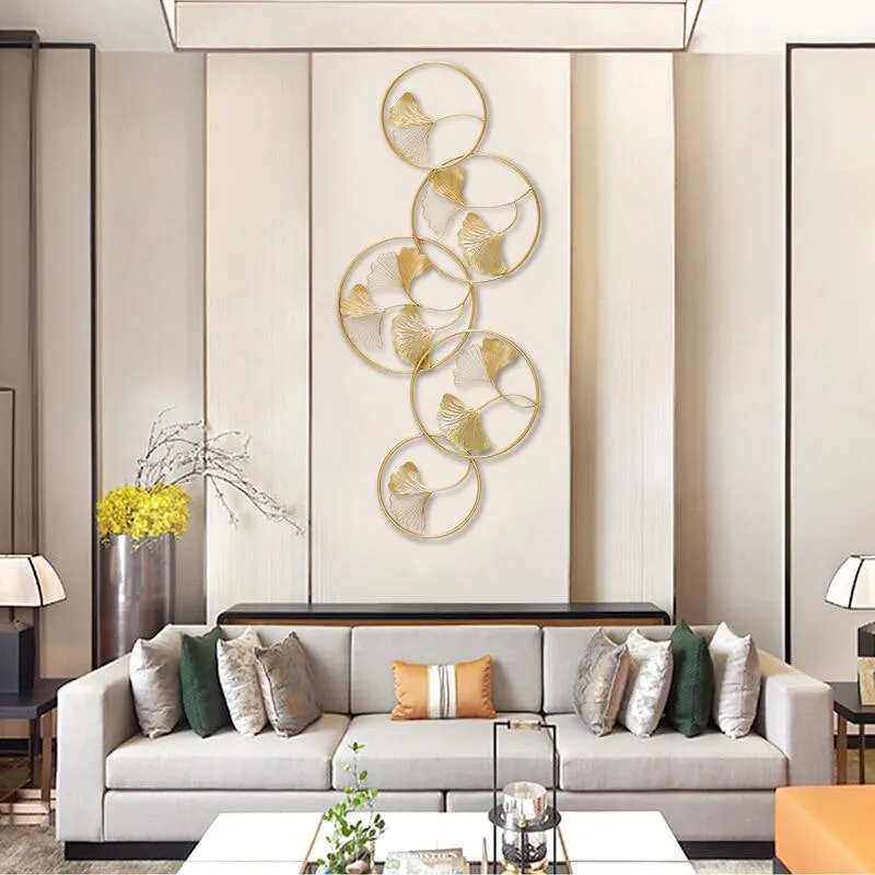 Golden Petals In Circular Frames Metal Wall Art