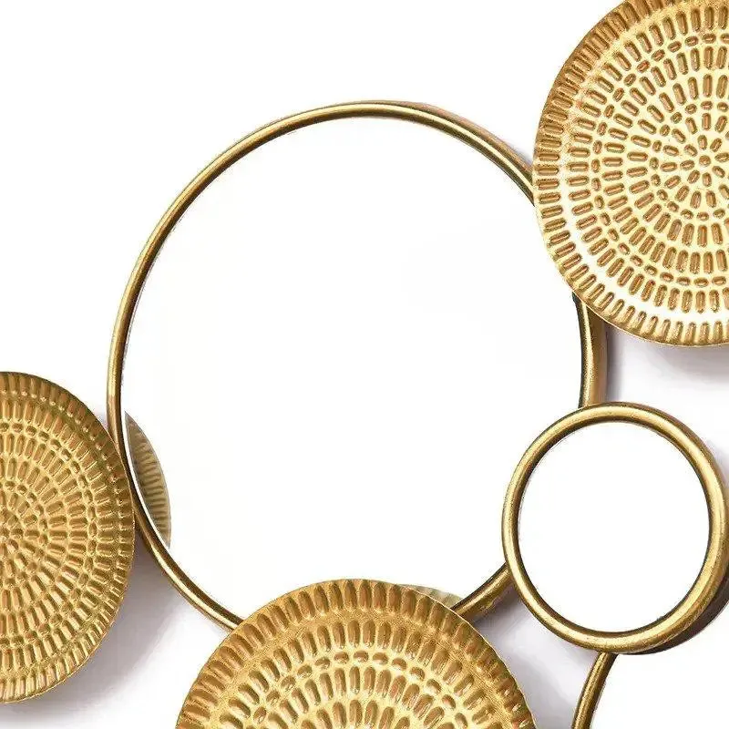 Golden Plated Circular Discs &amp; Mirror Metal Wall Art