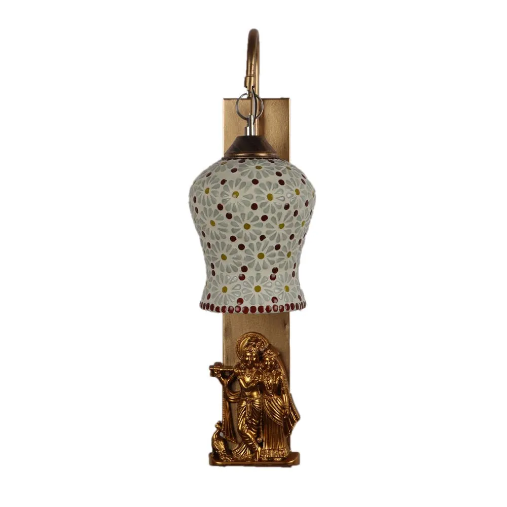 Golden Radha Krishna Fixtured Mosaic Wall Light single Piece